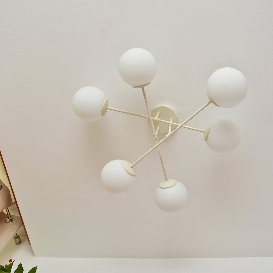 Lámpara de techo de superficie MOON 6xE27/15W/230V crema