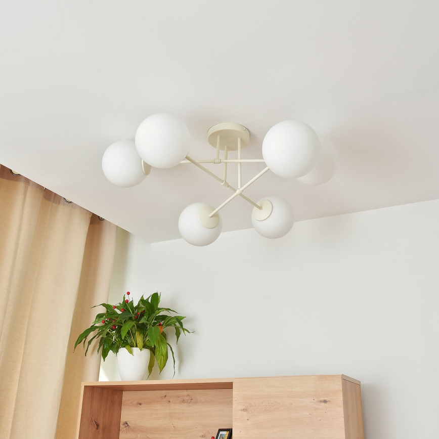 Lámpara de techo de superficie MOON 6xE27/15W/230V crema