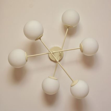 Lámpara de techo de superficie MOON 6xE27/15W/230V crema