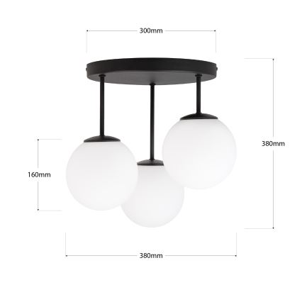 Lámpara de techo de superficie MOONLIGHT 3xE27/15W/230V negra