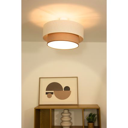 Lámpara de techo de superficie NATIA 1xE27/60W/230V Ø 45 cm blanco/marrón