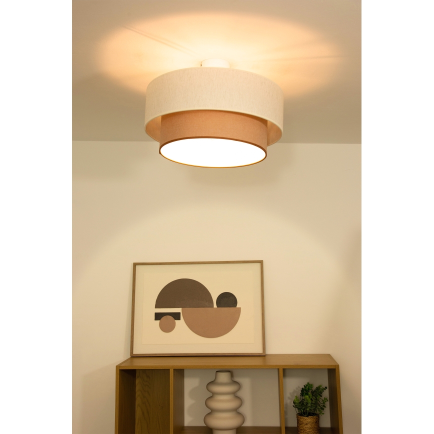 Lámpara de techo de superficie NATIA 1xE27/60W/230V Ø 45 cm blanco/marrón