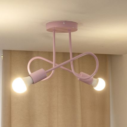 Lámpara de techo de superficie OXFORD 2xE27/15W/230V, rosa