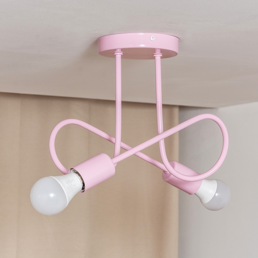 Lámpara de techo de superficie OXFORD 2xE27/15W/230V, rosa