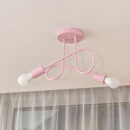 Lámpara de techo de superficie OXFORD 2xE27/15W/230V, rosa