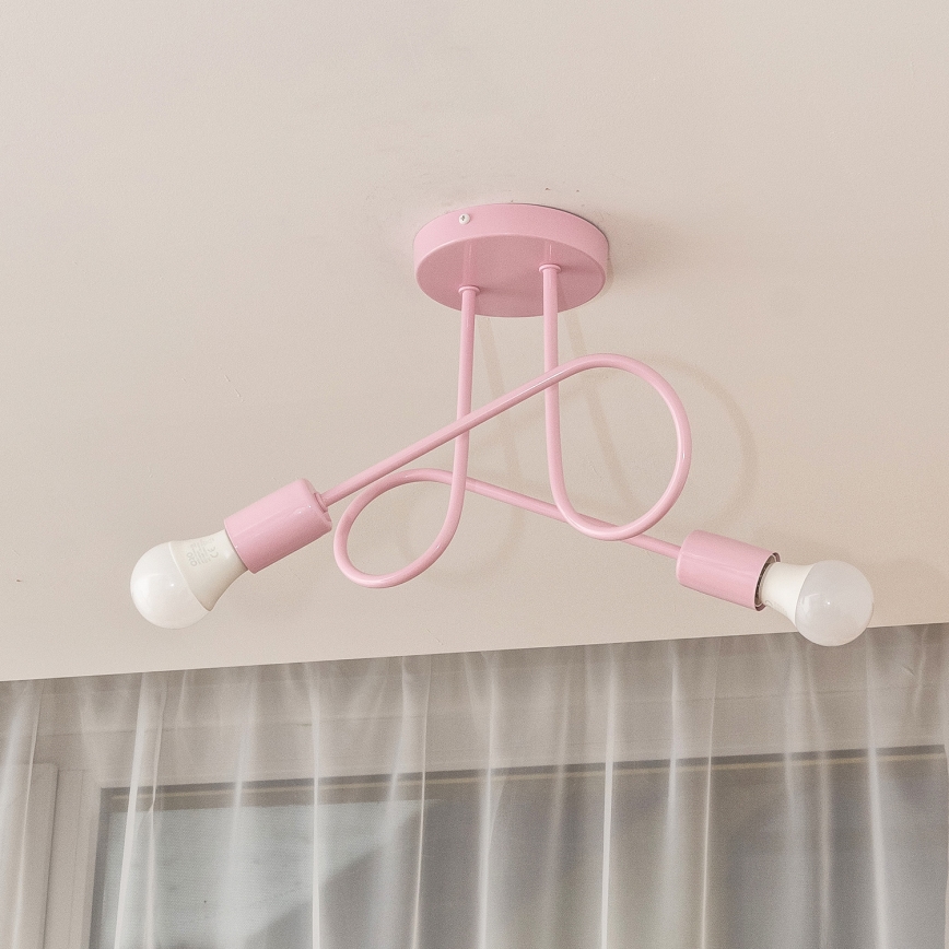 Lámpara de techo de superficie OXFORD 2xE27/15W/230V, rosa