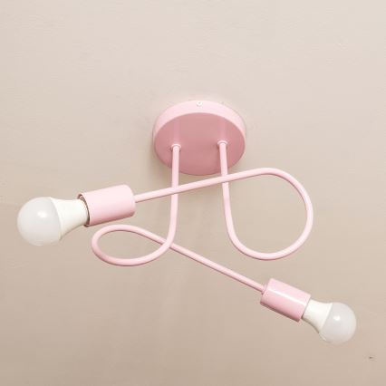 Lámpara de techo de superficie OXFORD 2xE27/15W/230V, rosa