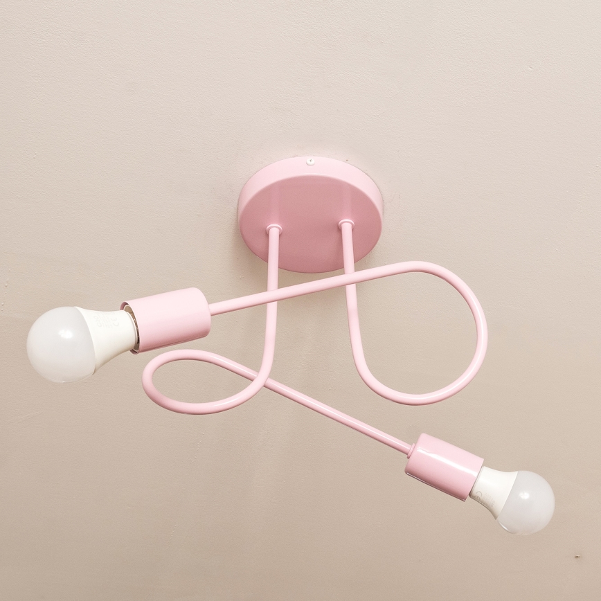 Lámpara de techo de superficie OXFORD 2xE27/15W/230V, rosa