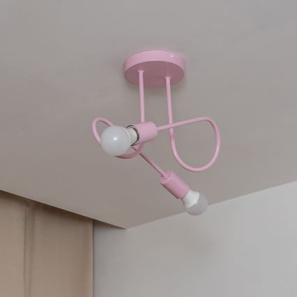 Lámpara de techo de superficie OXFORD 2xE27/15W/230V, rosa
