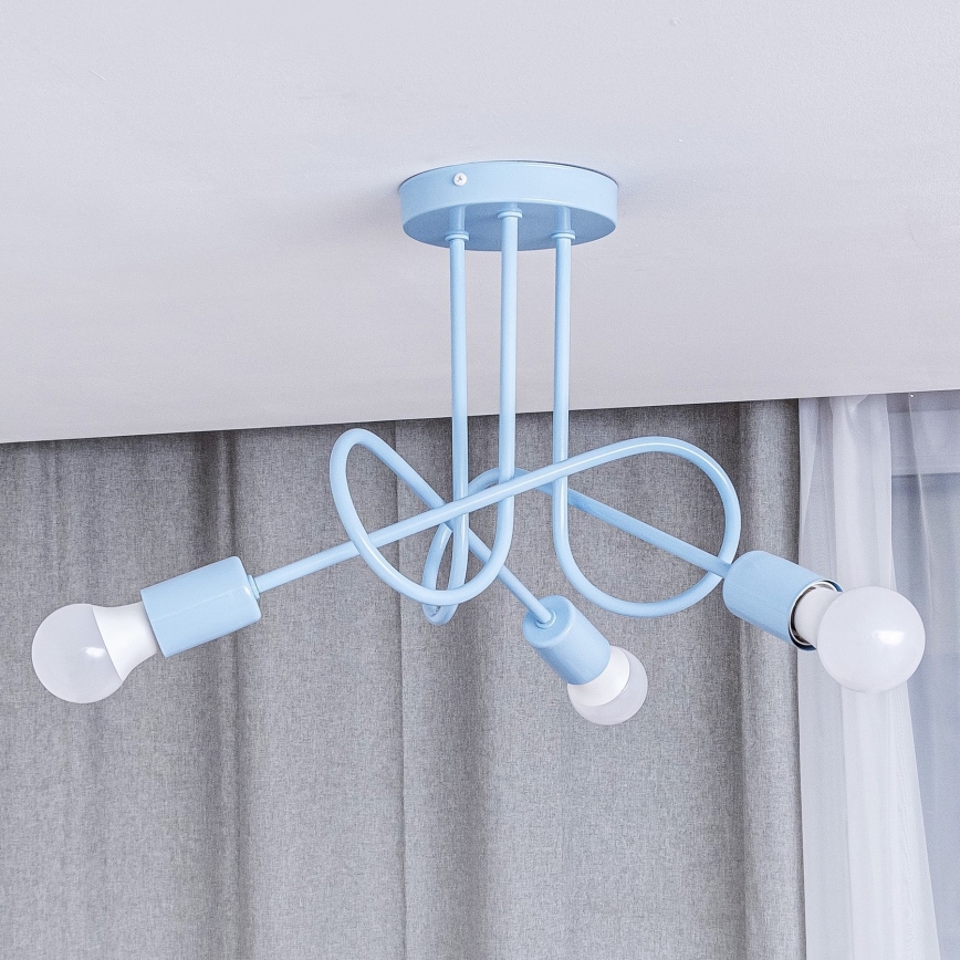 Lámpara de techo de superficie OXFORD 3xE27/15W/230V azul