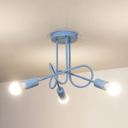 Lámpara de techo de superficie OXFORD 3xE27/15W/230V azul