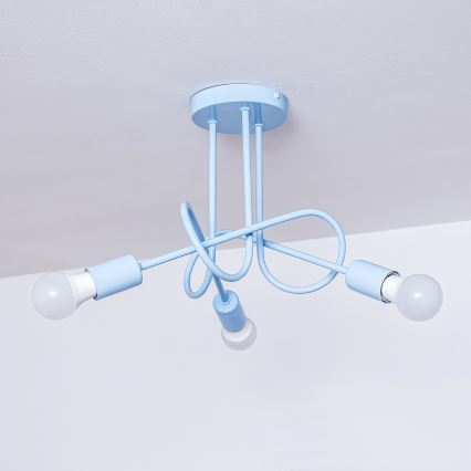 Lámpara de techo de superficie OXFORD 3xE27/15W/230V azul