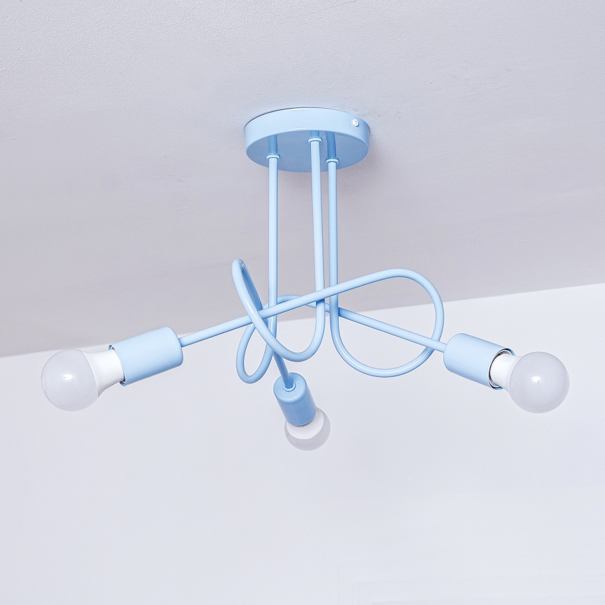 Lámpara de techo de superficie OXFORD 3xE27/15W/230V azul