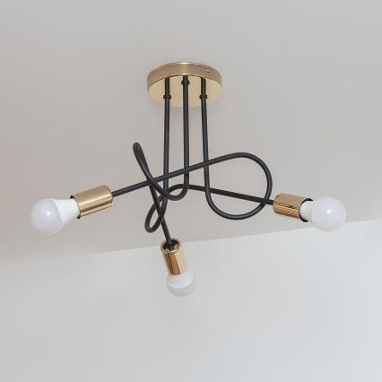 Lámpara de techo de superficie OXFORD 3xE27/15W/230V dorado/negro