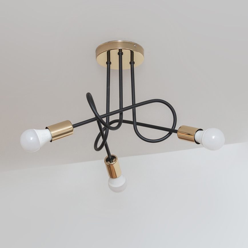 Lámpara de techo de superficie OXFORD 3xE27/15W/230V dorado/negro