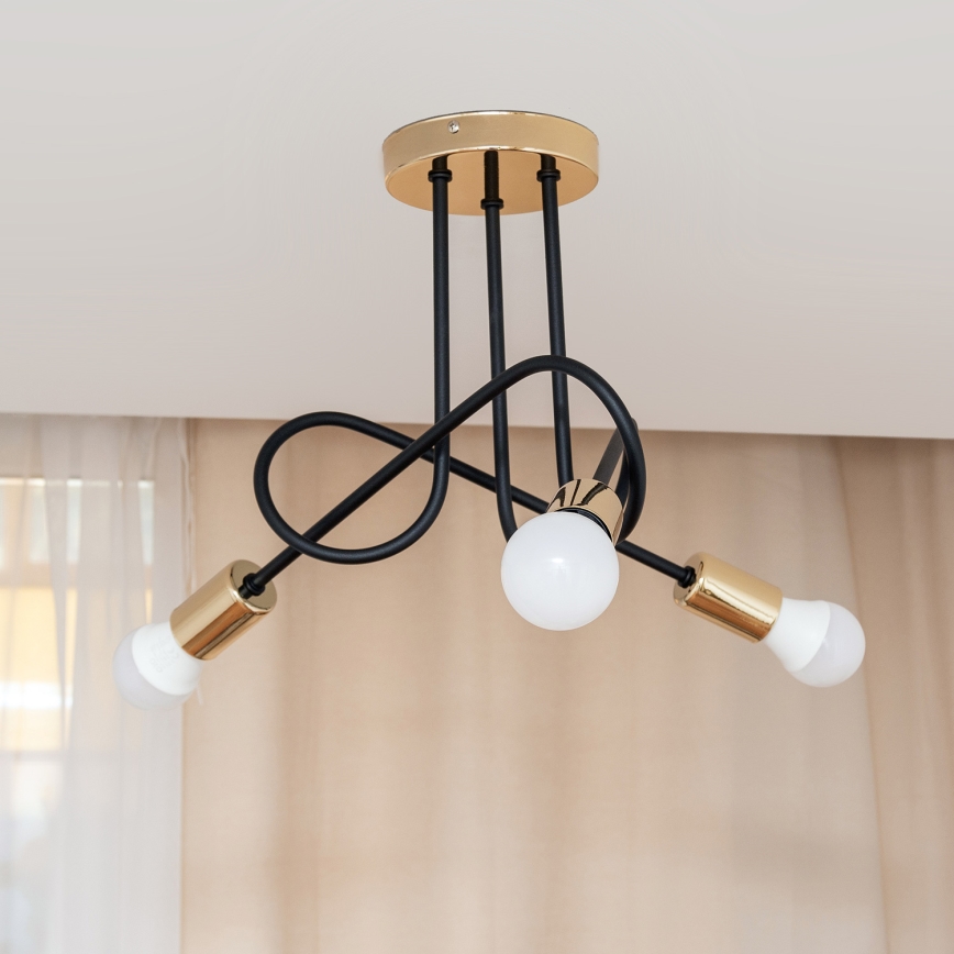 Lámpara de techo de superficie OXFORD 3xE27/15W/230V dorado/negro