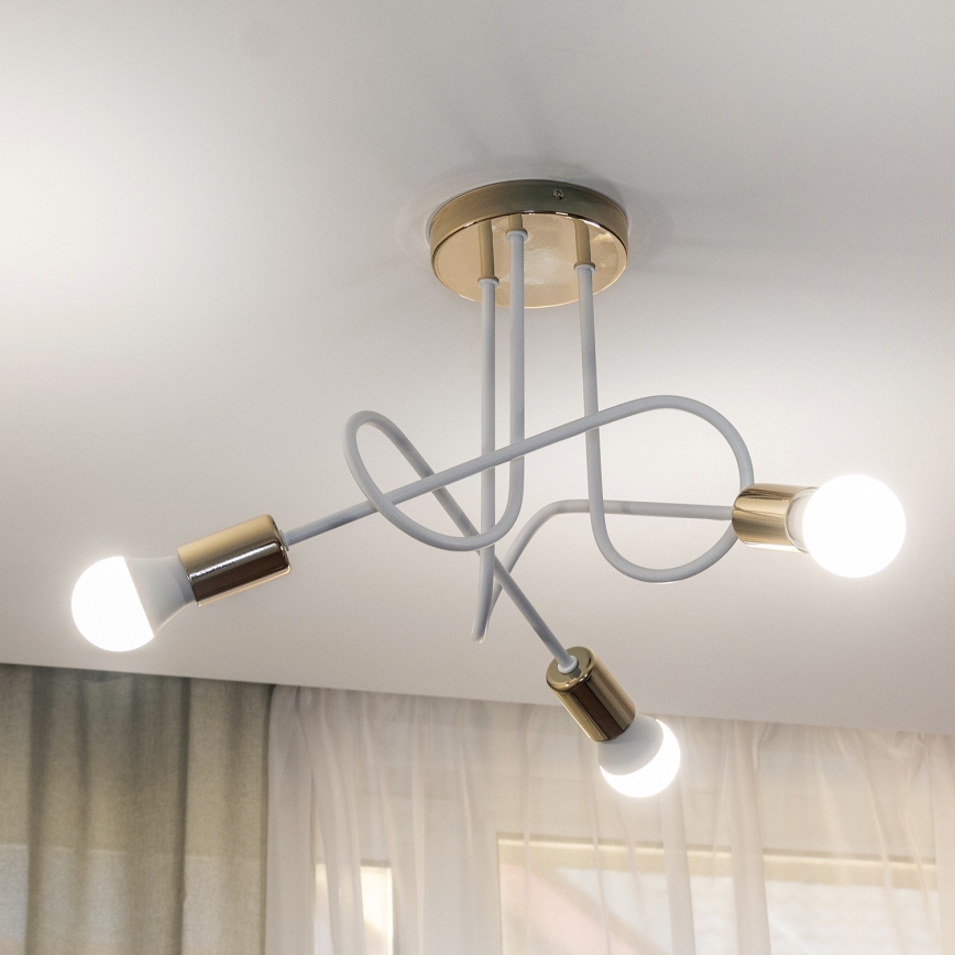 Lámpara de techo de superficie OXFORD 3xE27/15W/230V oro/blanco