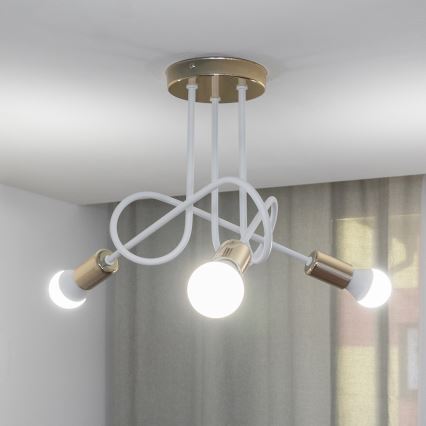 Lámpara de techo de superficie OXFORD 3xE27/15W/230V oro/blanco