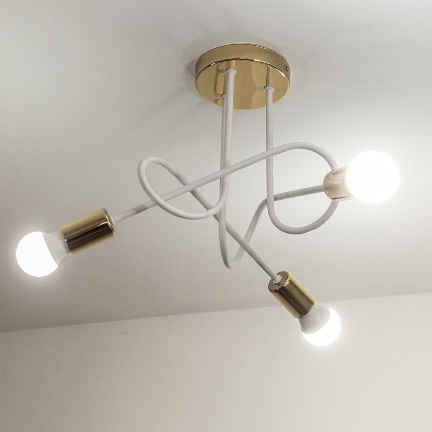 Lámpara de techo de superficie OXFORD 3xE27/15W/230V oro/blanco