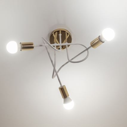 Lámpara de techo de superficie OXFORD 3xE27/15W/230V oro/blanco