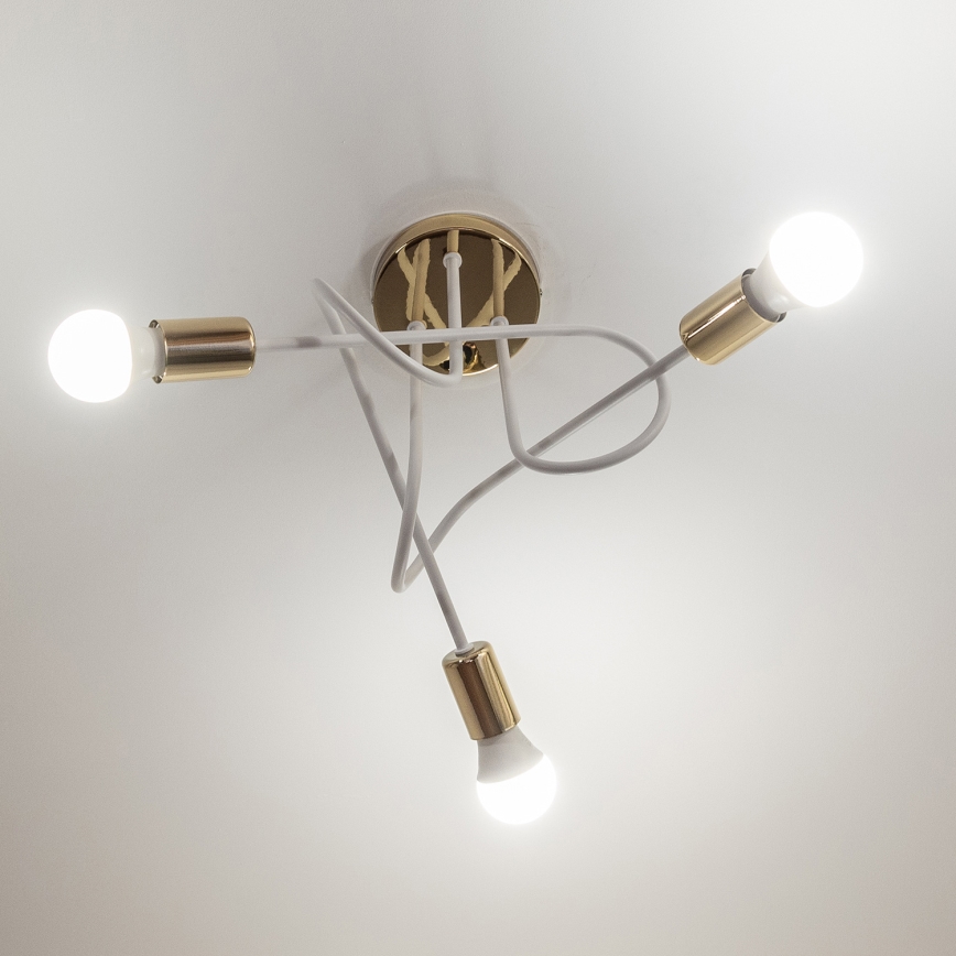 Lámpara de techo de superficie OXFORD 3xE27/15W/230V oro/blanco