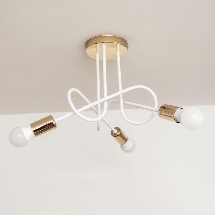 Lámpara de techo de superficie OXFORD 3xE27/15W/230V oro/blanco