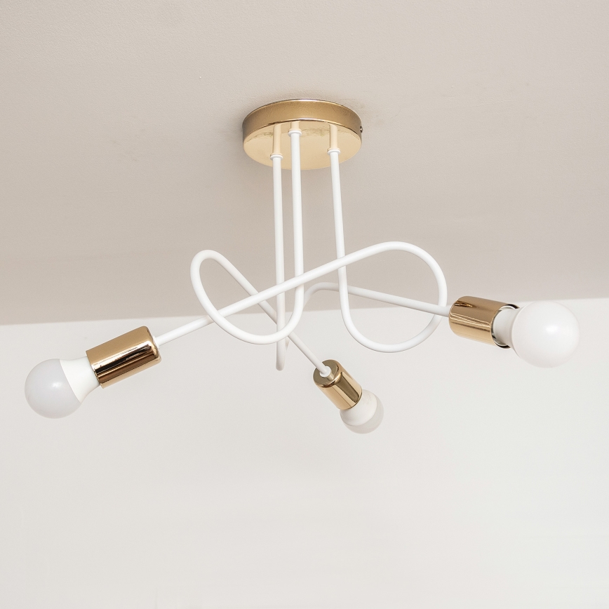 Lámpara de techo de superficie OXFORD 3xE27/15W/230V oro/blanco