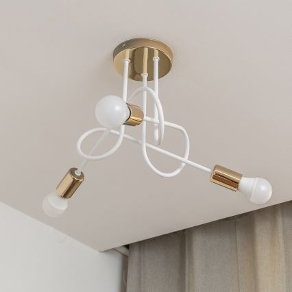 Lámpara de techo de superficie OXFORD 3xE27/15W/230V oro/blanco