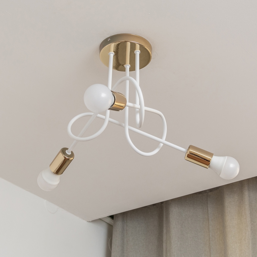 Lámpara de techo de superficie OXFORD 3xE27/15W/230V oro/blanco