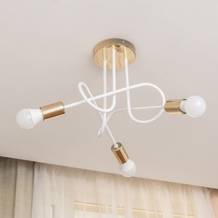 Lámpara de techo de superficie OXFORD 3xE27/15W/230V oro/blanco