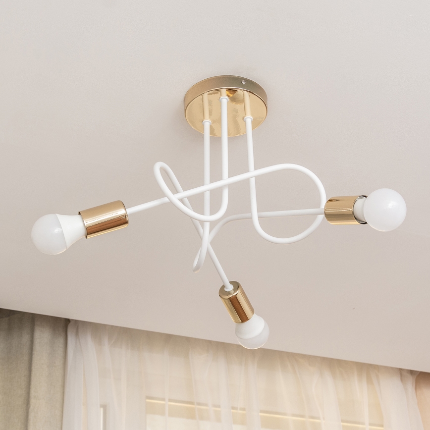 Lámpara de techo de superficie OXFORD 3xE27/15W/230V oro/blanco