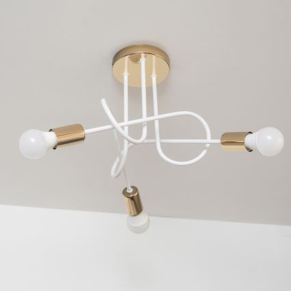 Lámpara de techo de superficie OXFORD 3xE27/15W/230V oro/blanco