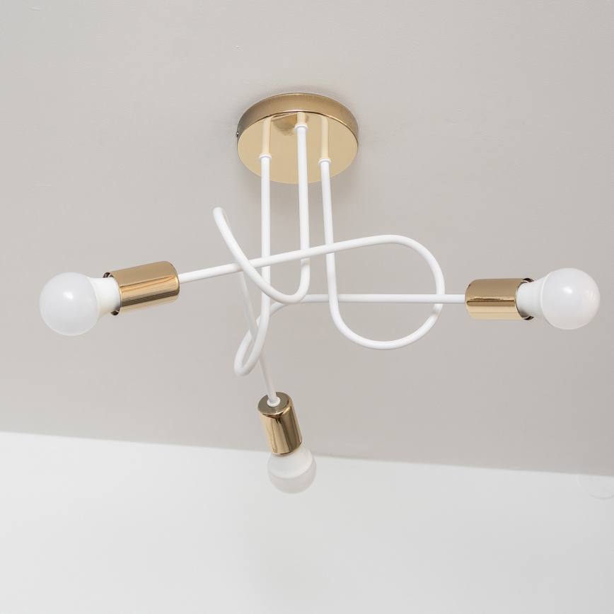 Lámpara de techo de superficie OXFORD 3xE27/15W/230V oro/blanco