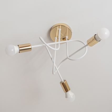 Lámpara de techo de superficie OXFORD 3xE27/15W/230V oro/blanco