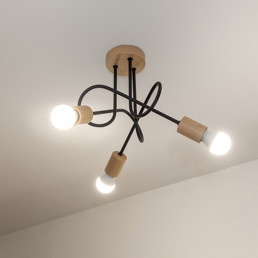 Lámpara de techo de superficie OXFORD 3xE27/15W/230V pino/negro