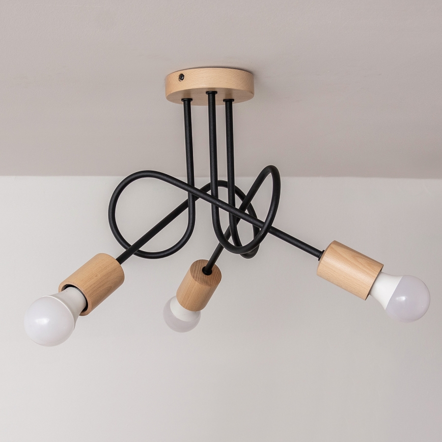 Lámpara de techo de superficie OXFORD 3xE27/15W/230V pino/negro
