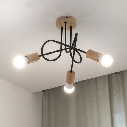 Lámpara de techo de superficie OXFORD 3xE27/15W/230V pino/negro