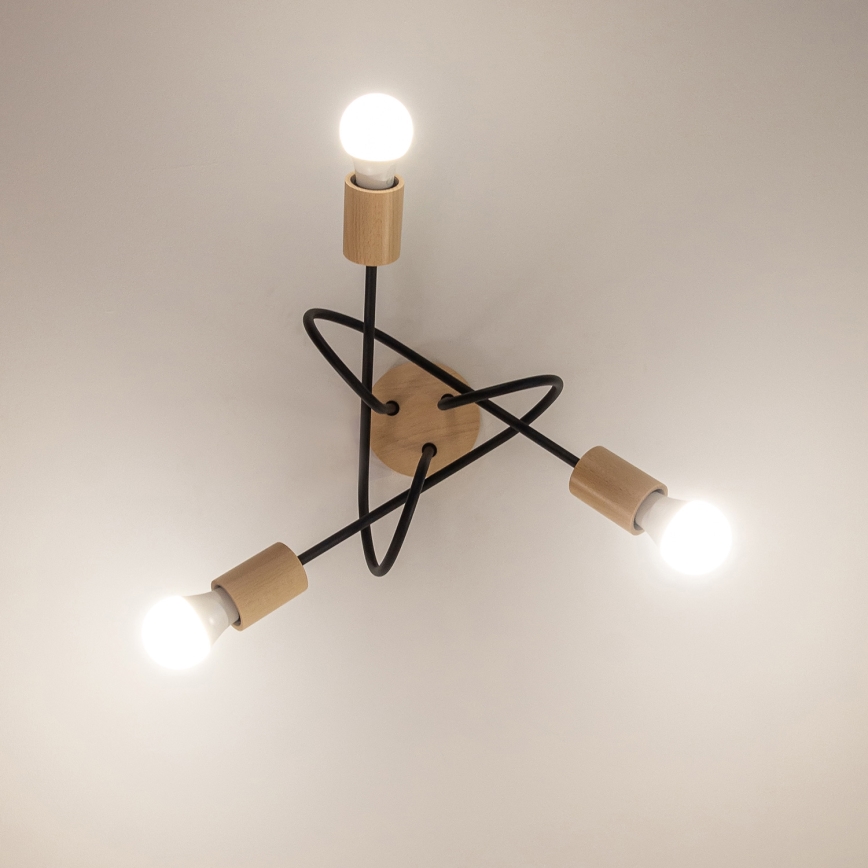 Lámpara de techo de superficie OXFORD 3xE27/15W/230V pino/negro