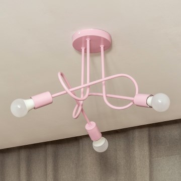 Lámpara de techo de superficie OXFORD 3xE27/15W/230V rosa