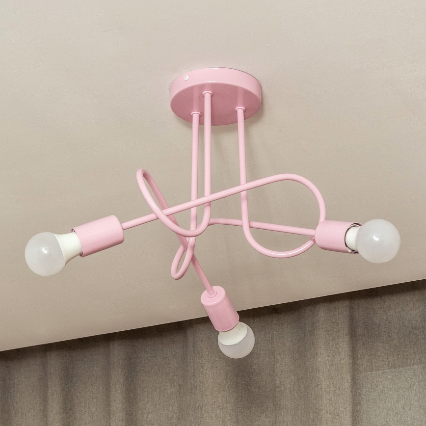 Lámpara de techo de superficie OXFORD 3xE27/15W/230V rosa