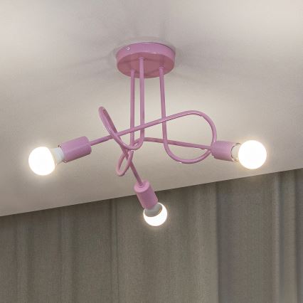 Lámpara de techo de superficie OXFORD 3xE27/15W/230V rosa