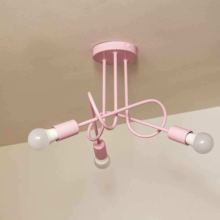 Lámpara de techo de superficie OXFORD 3xE27/15W/230V rosa