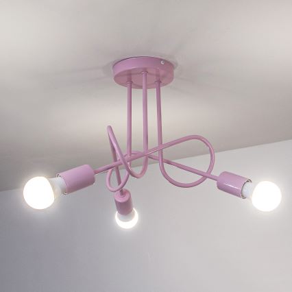 Lámpara de techo de superficie OXFORD 3xE27/15W/230V rosa