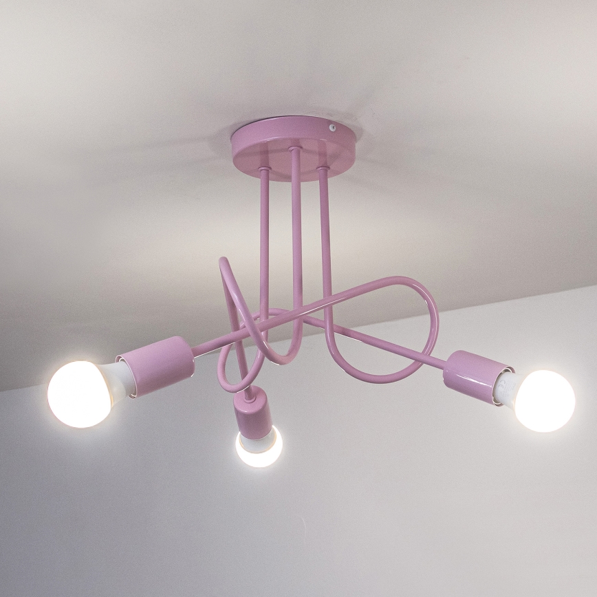 Lámpara de techo de superficie OXFORD 3xE27/15W/230V rosa
