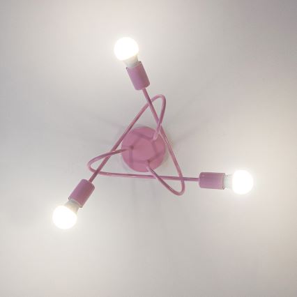 Lámpara de techo de superficie OXFORD 3xE27/15W/230V rosa