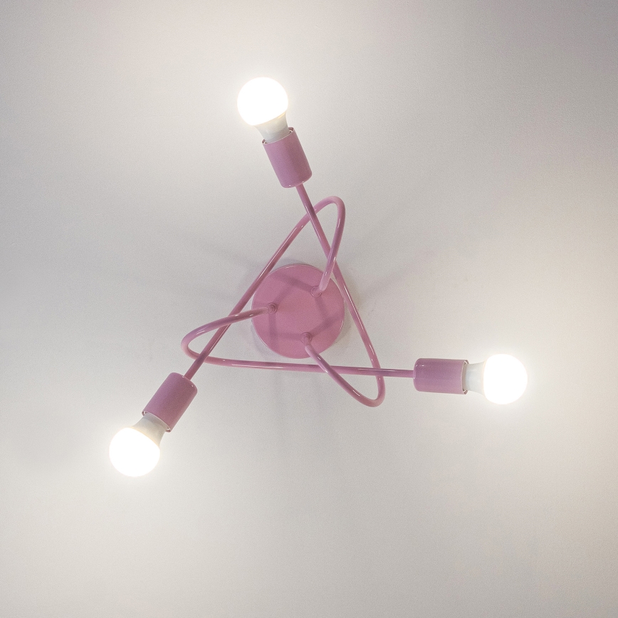 Lámpara de techo de superficie OXFORD 3xE27/15W/230V rosa