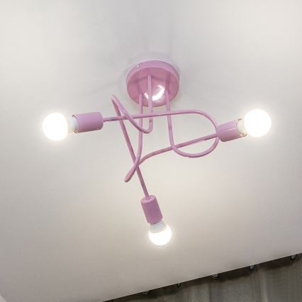 Lámpara de techo de superficie OXFORD 3xE27/15W/230V rosa