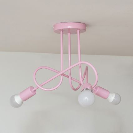 Lámpara de techo de superficie OXFORD 3xE27/15W/230V rosa