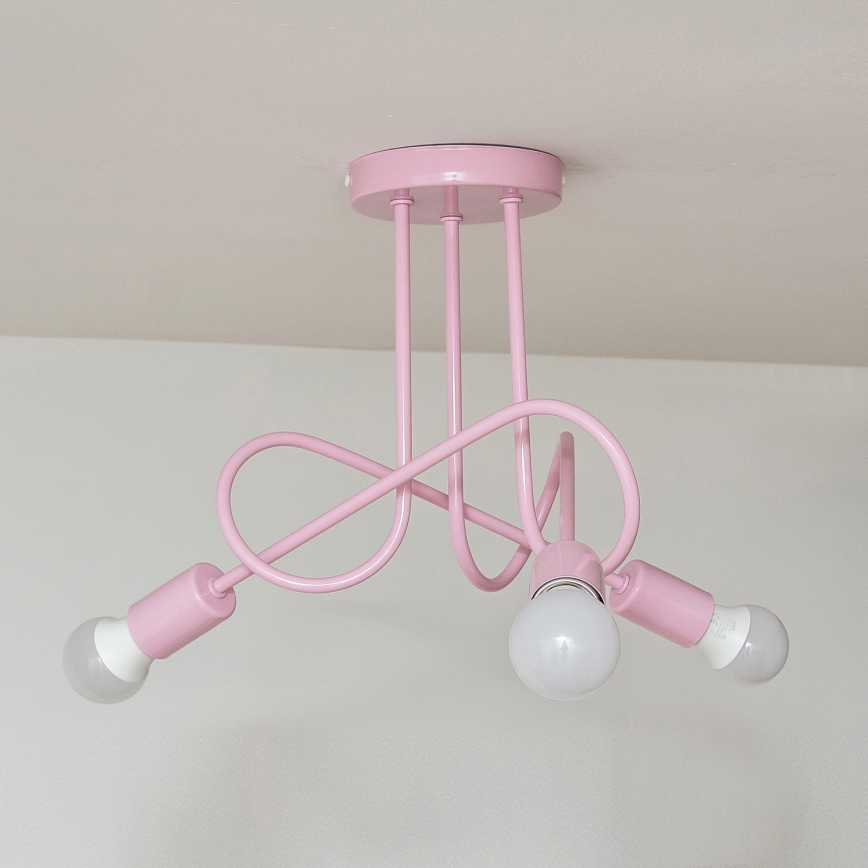 Lámpara de techo de superficie OXFORD 3xE27/15W/230V rosa