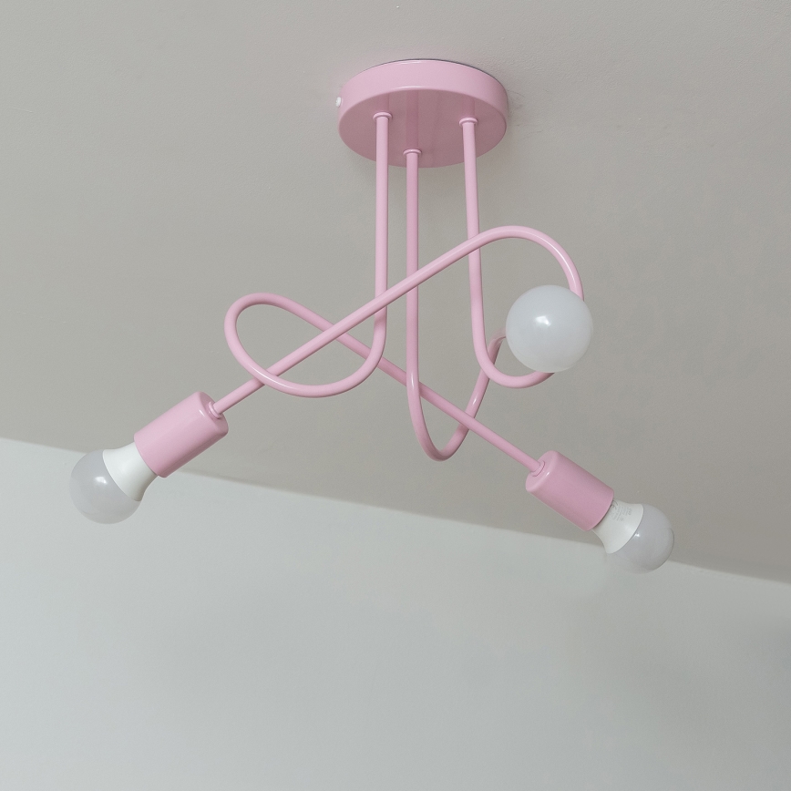 Lámpara de techo de superficie OXFORD 3xE27/15W/230V rosa